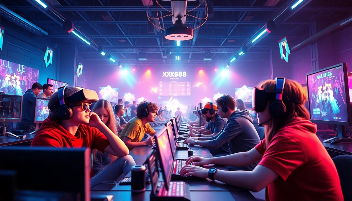 Engaging gaming scene featuring players immersed in the action of XX88 competition.