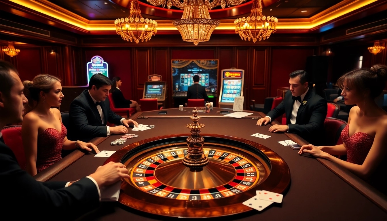 Experience the thrill of winning at https://m98.uno/ with an exciting casino scene featuring roulette and poker.
