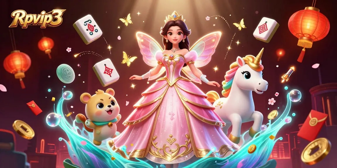Rasakan gameplay yang mendebarkan dengan Rpvip3 yang digambarkan dalam adegan bertema kasino yang cerah dengan karakter dan elemen berwarna-warni.
