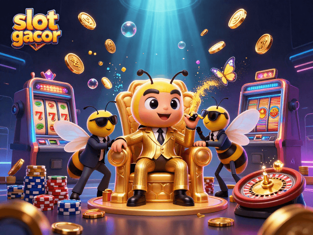 Slot gacor menyajikan mesin slot dengan simbol buah dan keberuntungan, menghadirkan suasana kasino yang ceria.