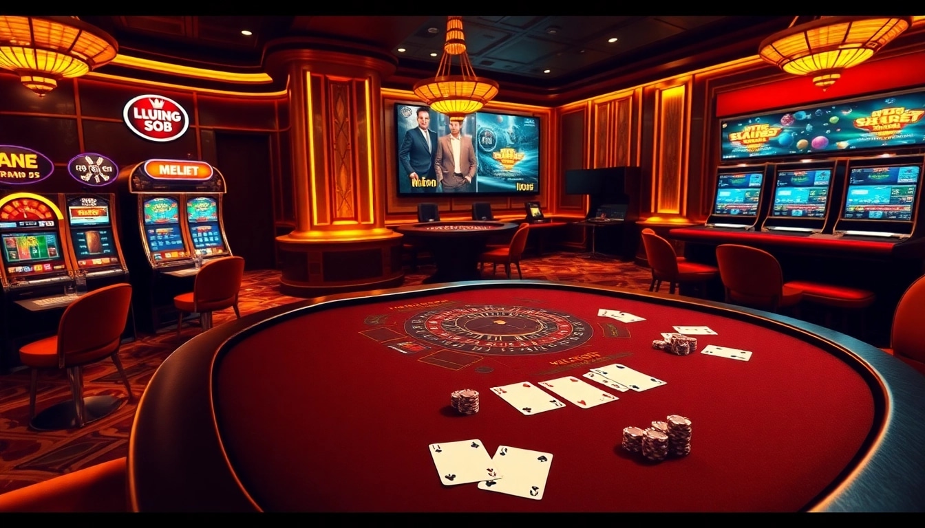 Experience the thrill of Nhà cái S8 with vibrant casino tables and slot machines.