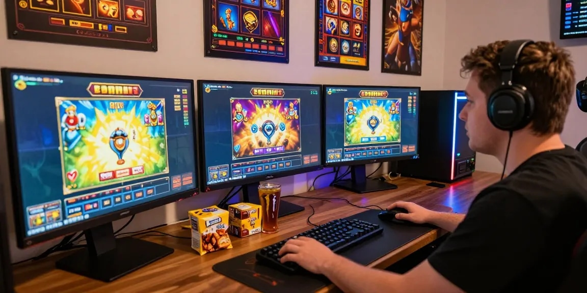 Gamer sedang bermain di nagahitam303 dengan fokus tinggi, menampilkan slot Pragmatic dan suasana permainan yang menarik.