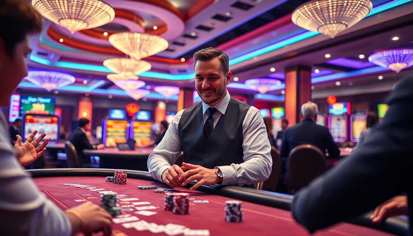 Mengamati permainan Nemo69 di meja poker kasino dengan chip berwarna-warni.