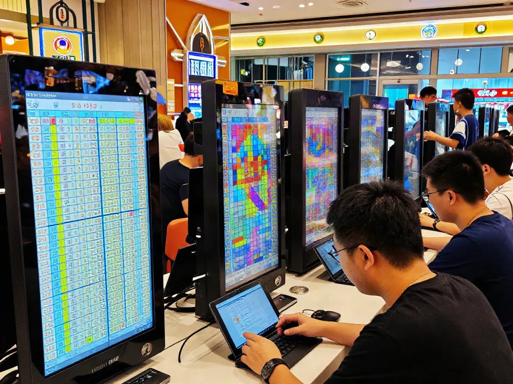 Suasana seru di lokasi undian Macau Pools dengan pemain menganalisis data dan prediksi angka keluaran.