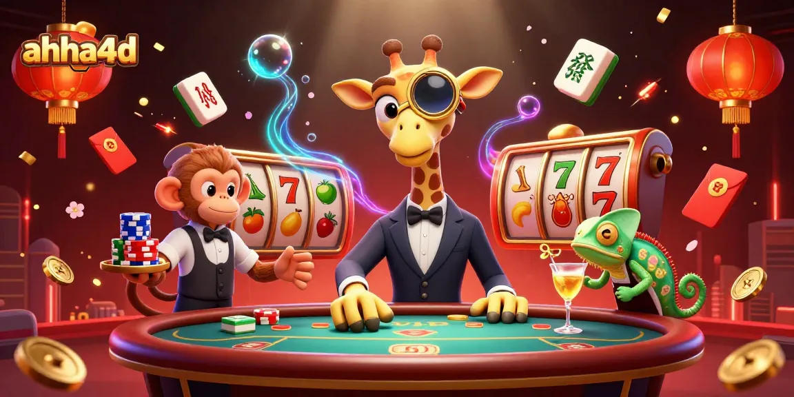 Play and win with ahha4d at the vibrant gambling scene featuring animated characters and dynamic elements.