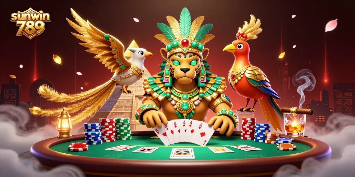 Experience thrilling gameplay with sunwin 789 at a vibrant poker scene with rich details.