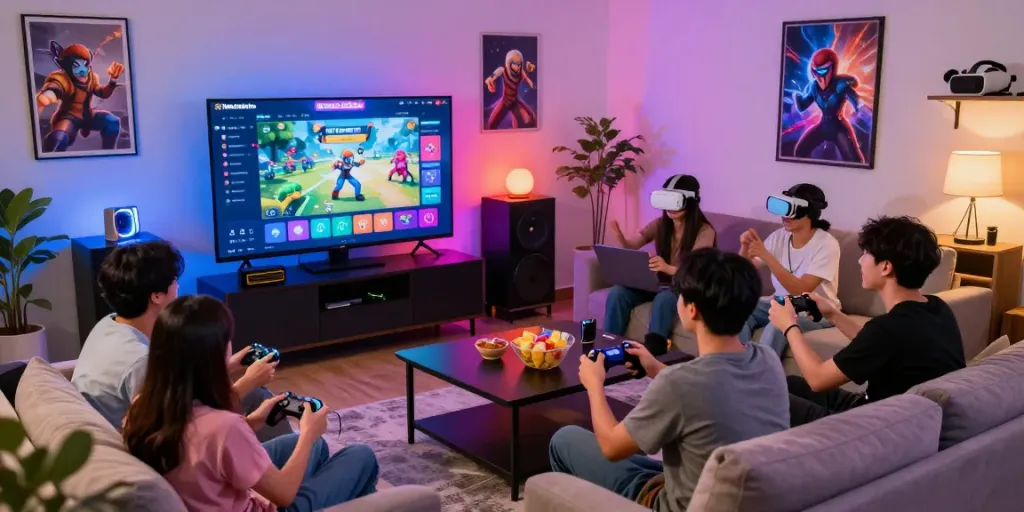 Pengguna Natunatoto bermain game online dengan antusias, suasana ceria dan penuh warna.