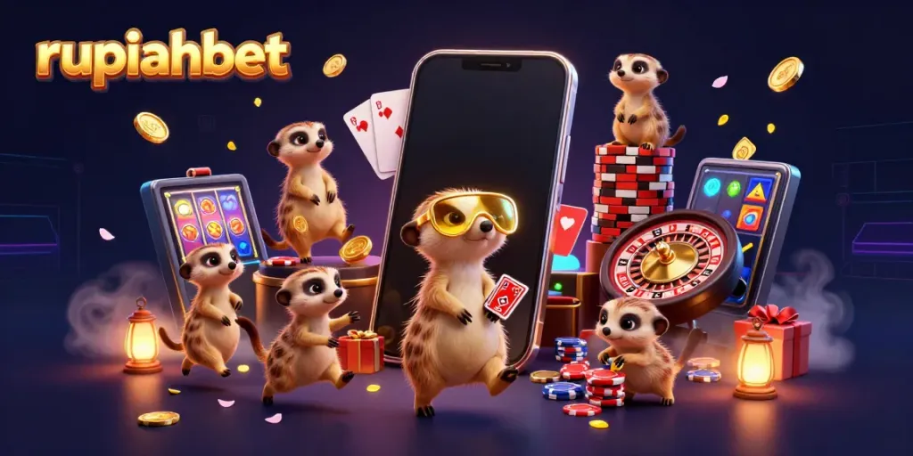 Experience the lively casino scene at rupiahbet with meerkats running gaming operations.