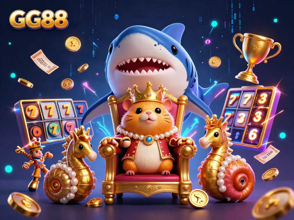 Experience high-stakes action at GG88 with an enthralling 3D casino scene bursting with winning elements.