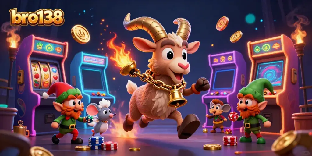 Experience the enticing holiday-horror casino atmosphere of bro138 with Krampus and mischievous elves stealing chips.