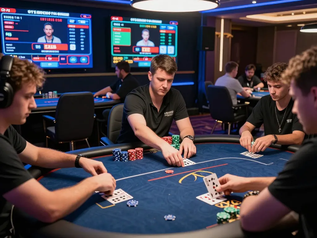 SC88 online poker players strategizing bets in a high-stakes digital tournament