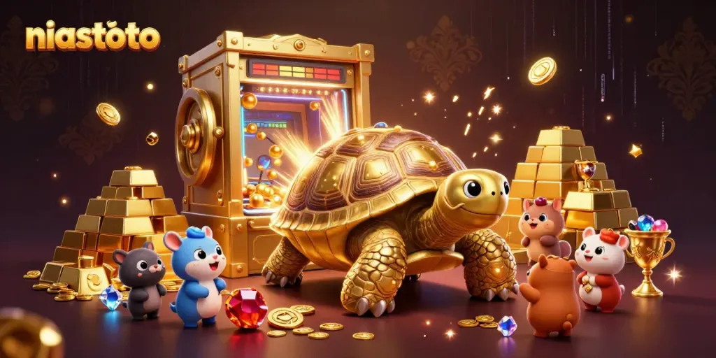 Experience the thrill of niastoto with a colossal golden tortoise game, showcasing gold treasures and vibrant animations.