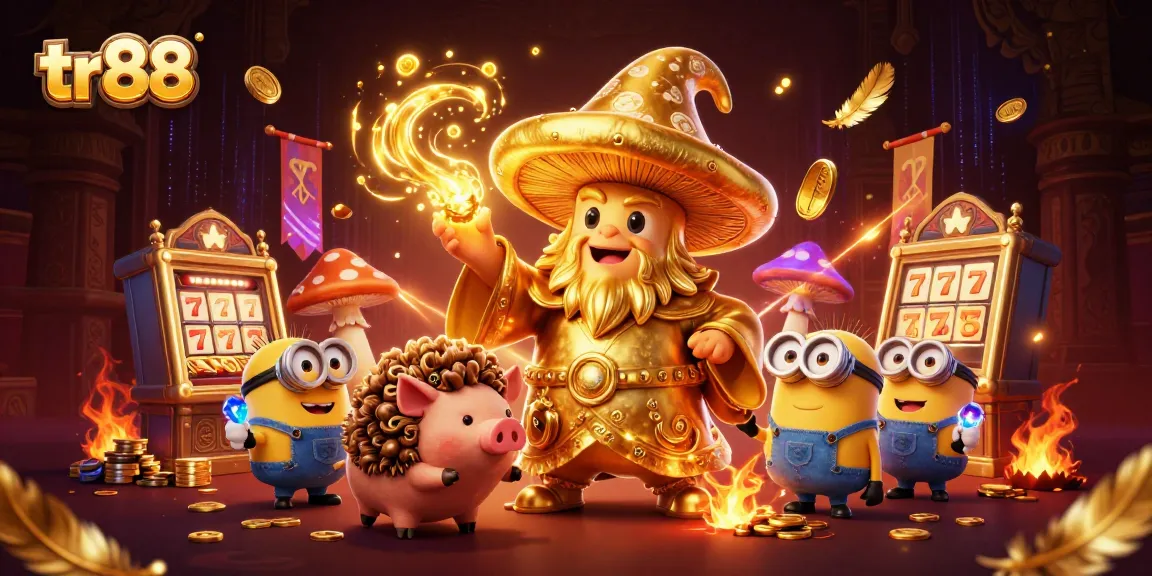 Engage in thrilling gameplay at TR88 as the magical mushroom wizard brings fortune with treasures and slot games.