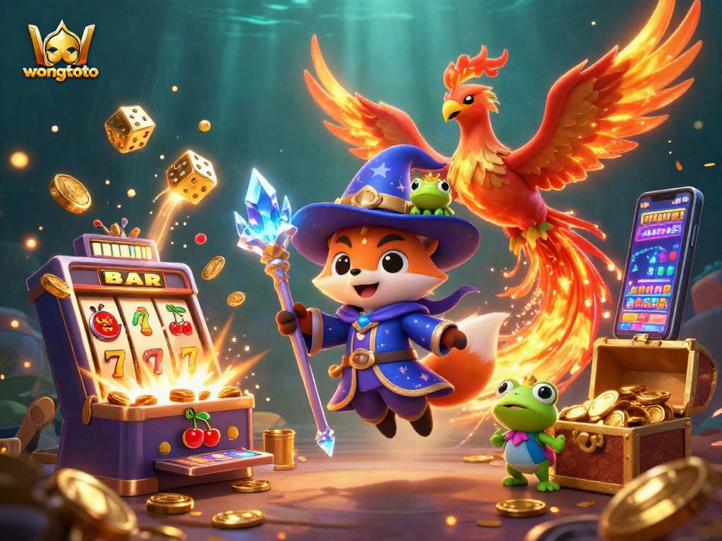 Play slots with exciting jackpots at wongtoto featuring vibrant 3D casino elements.