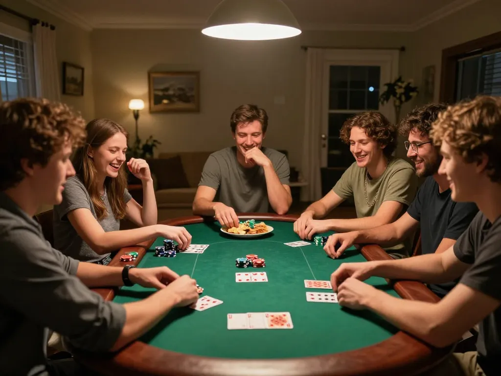 Bạn bè tận hưởng một đêm chơi game tại nhà thú vị với đá gà thomo HD, ăn mừng những chiến thắng tại bàn poker.