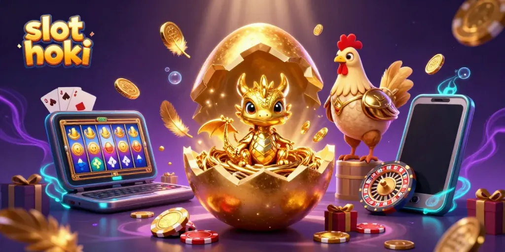 Nikmati pengalaman seru di slot hoki dengan ilustrasi permainan dan simbol keberuntungan.