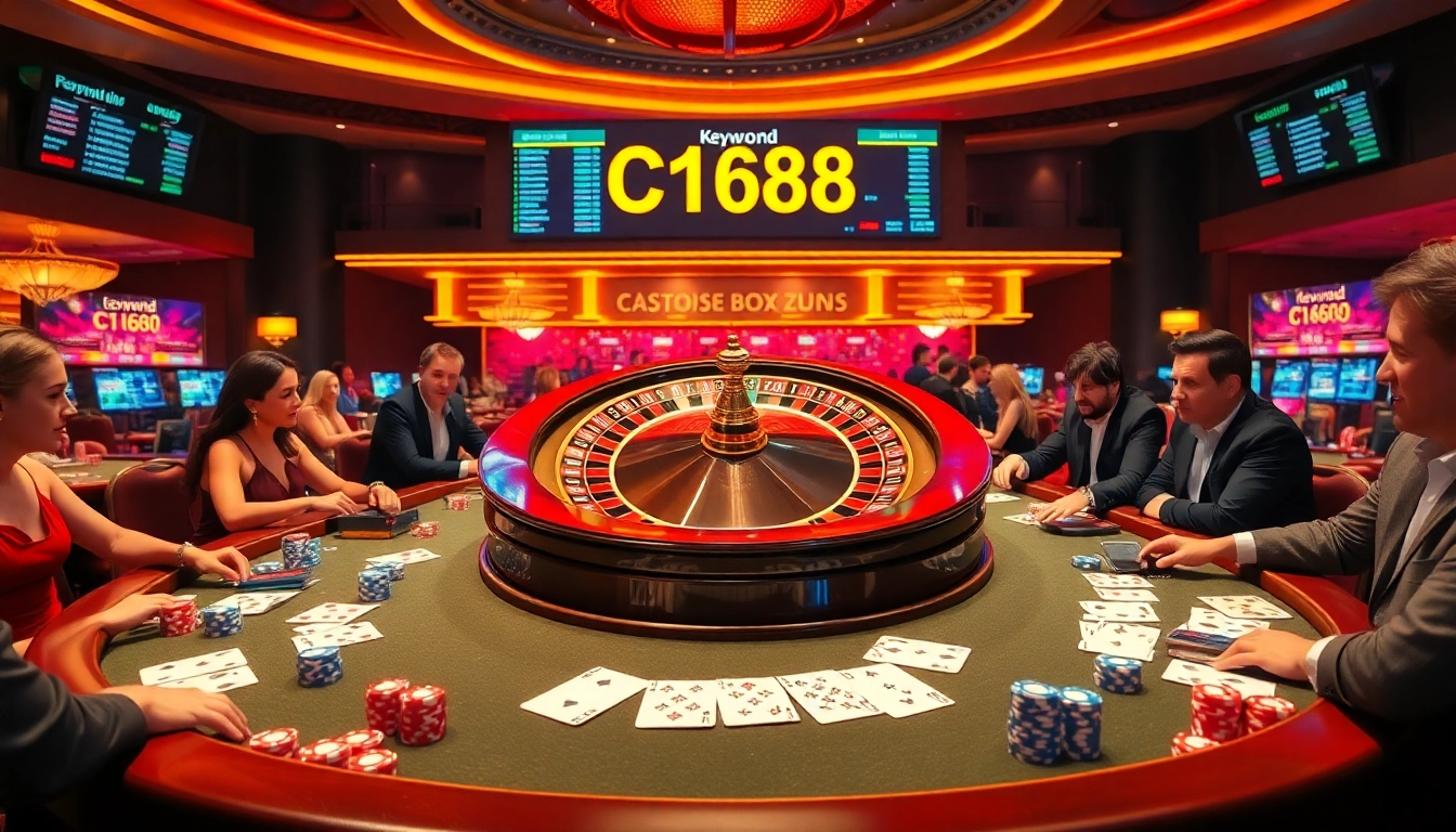 Experience thrilling gameplay at C168 with vibrant casino tables, roulette, and poker excitement.