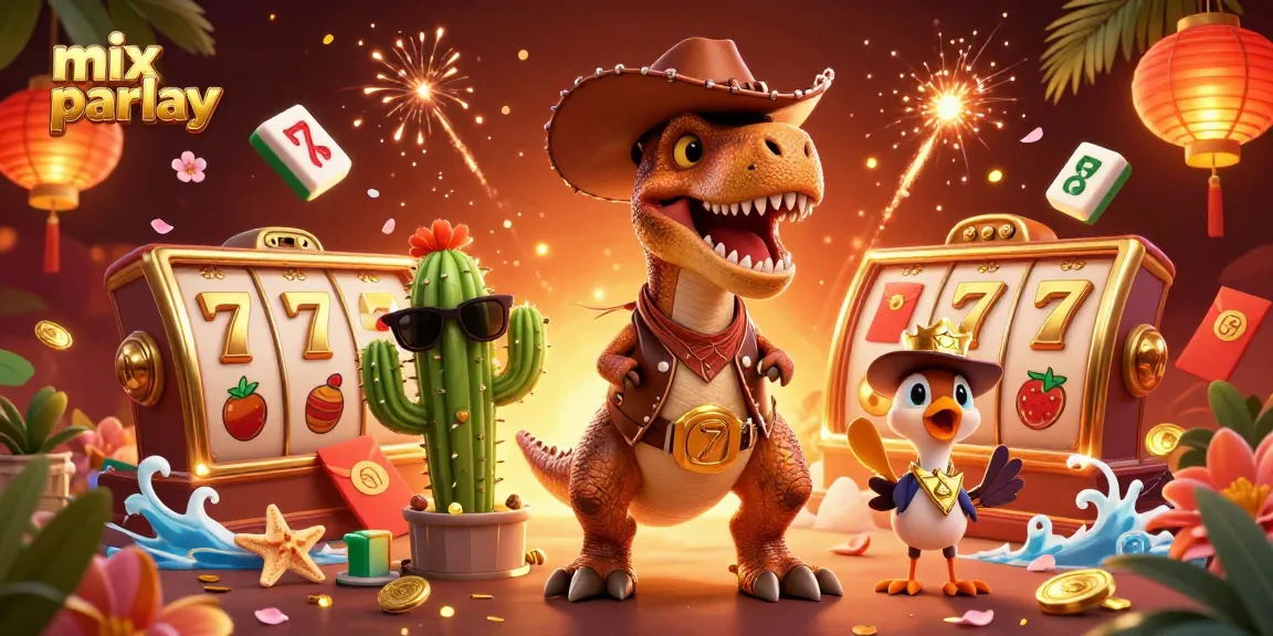 Bermain mix parlay dengan slot bertema cowboy dalam ilustrasi menarik yang menggabungkan elemen keberuntungan dan keseruan taruhan.