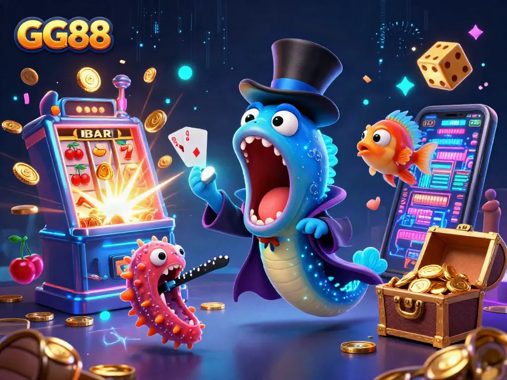 Experience the thrill of GG88 with a vibrant underwater-themed casino scene featuring magical characters and gameplay elements.