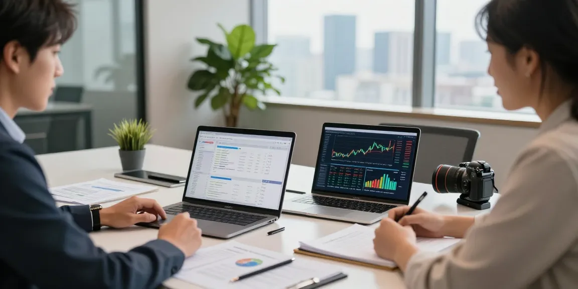 Business professional analyzing link slot data in a modern office setting