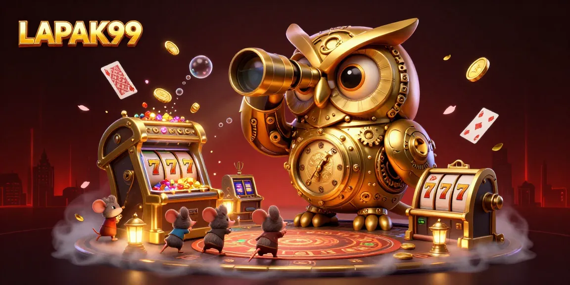 Experience thrilling gameplay at LAPAK99 with our vibrant 3D casino illustrated scene featuring classic elements.
