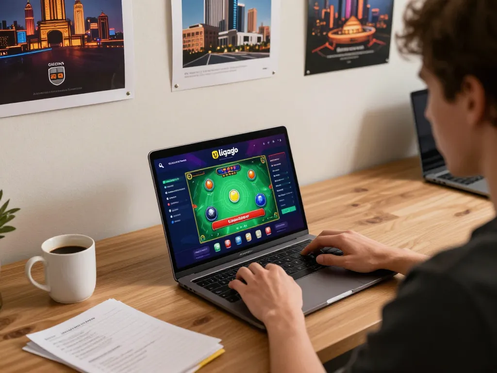 Player engaging with ligalgo online casino on laptop featuring interactive gameplay.