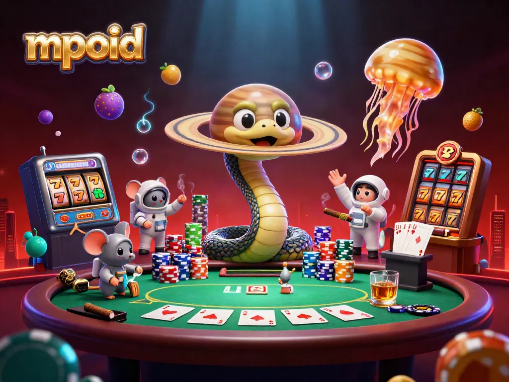 Permainan mpoid yang seru dengan karakter unik seperti ular Saturnus dan astronot tikus yang bertaruh di roulette kosmik.