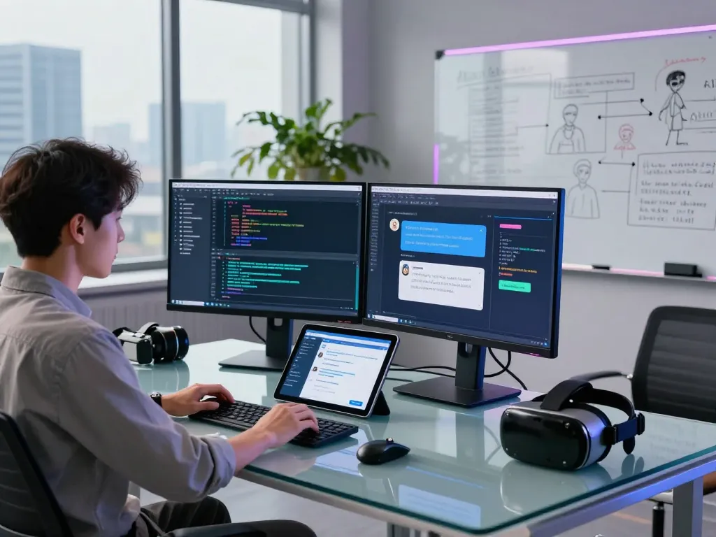 Innovative AI development workspace showcasing crushonai features and technologies