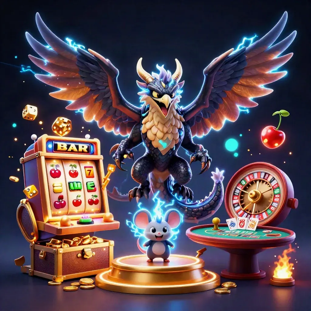 Naga petir, elang, dan tikus listrik di slot emas dengan efek jackpot.