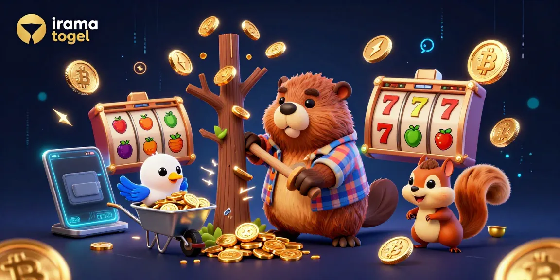 Experience thrilling gameplay with irama togel amidst golden coins and vibrant game elements in this dynamic casino scene.