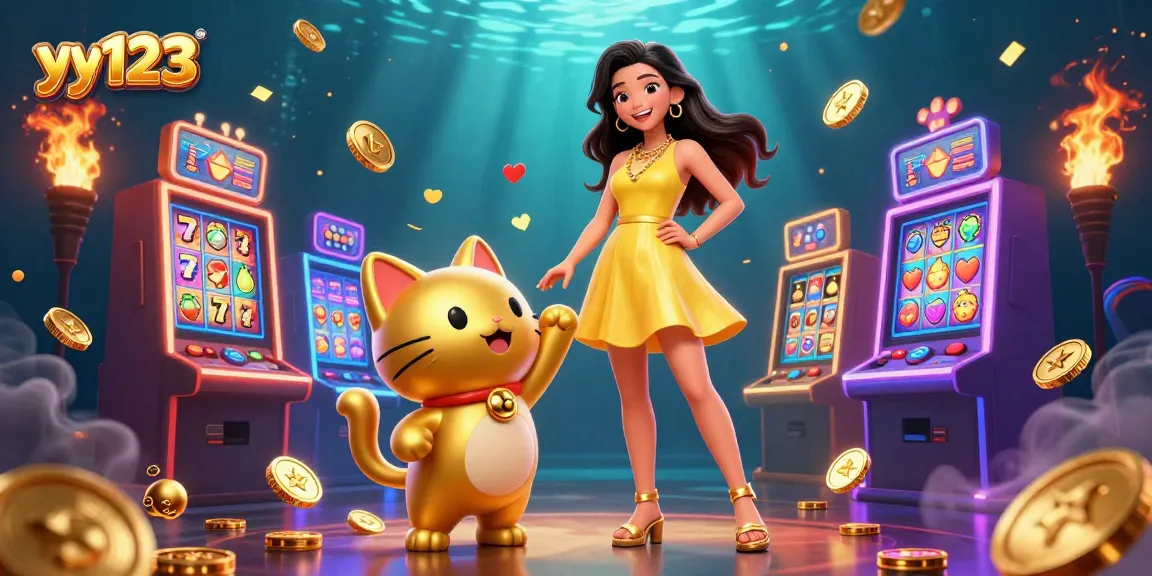 Experience the excitement of yy123 with vibrant colors, lucky symbols, and a cheerful atmosphere in this engaging casino illustration.