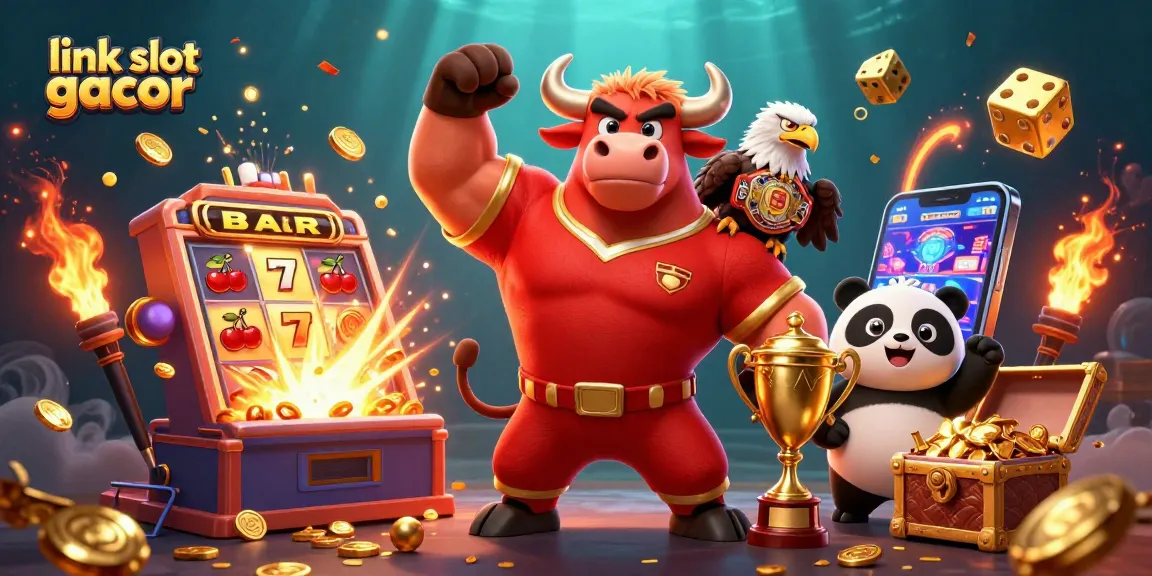 Spin and win at link slot gacor with a vibrant 3D illustration showcasing a jackpot celebration!