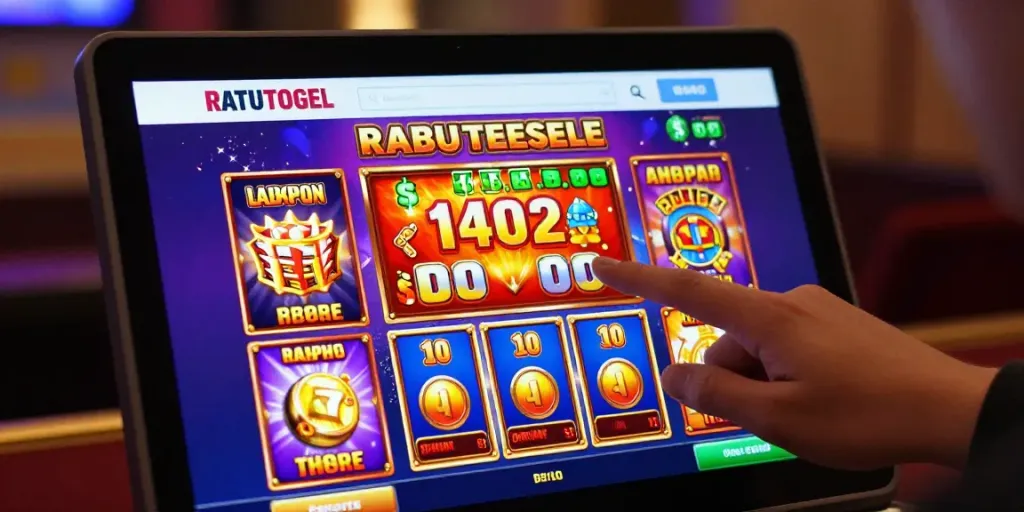 Pengguna RATUTOGEL sedang menikmati pengalaman taruhan online dengan antarmuka penuh warna dan penawaran menarik.