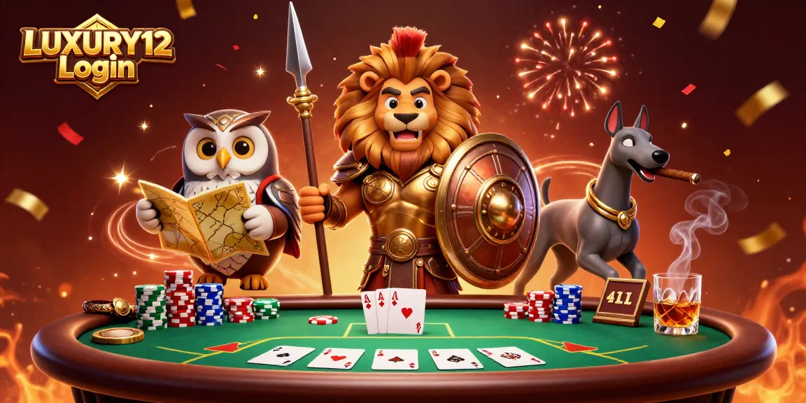 Experience the thrill of LUXURY12 Login with a vibrant casino scene featuring strategic characters.