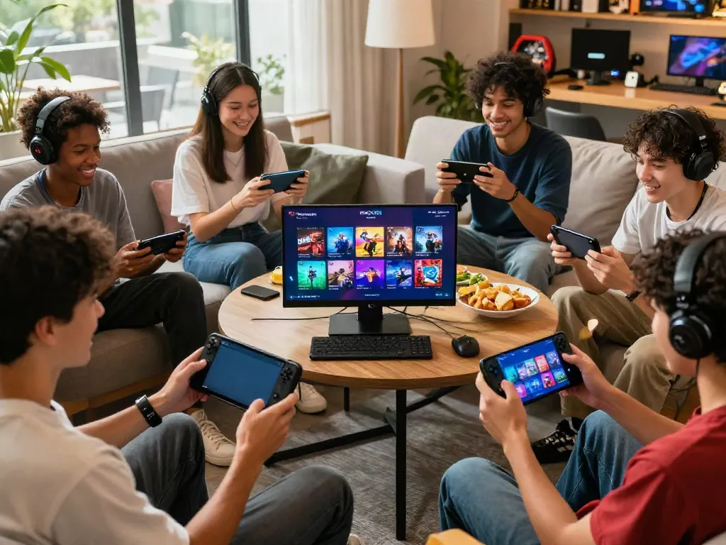 Players enjoying a vibrant gaming experience on the ROKOK88 link platform with colorful games displayed.