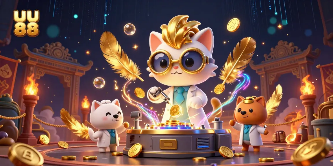 Experience thrilling games at uu 88 with a bustling casino atmosphere featuring colorful characters and vibrant elements.