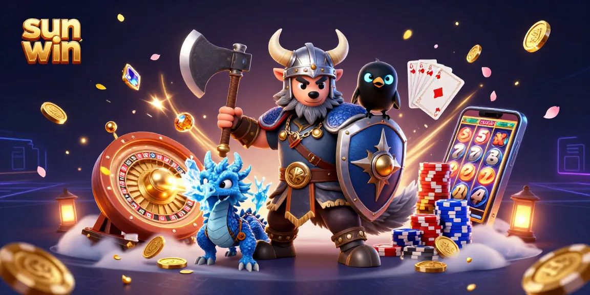 Engage with casino thrills in the sun win world, featuring warriors and dragons amidst golden treasures.