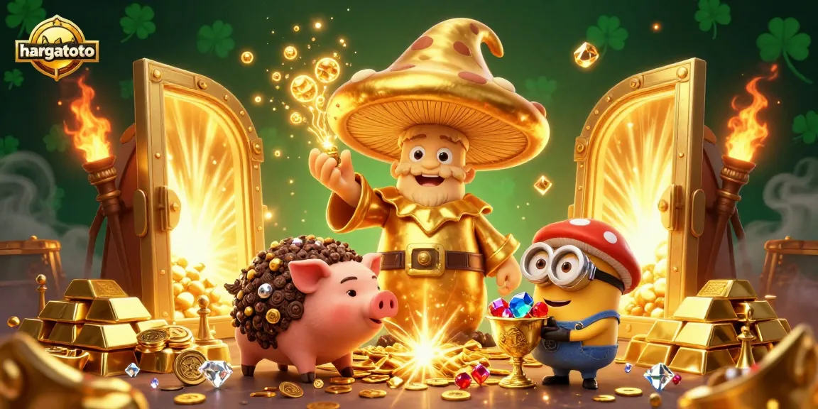Experience thrilling wins with hargatoto high stakes and treasure-rich gaming in this vibrant illustration.