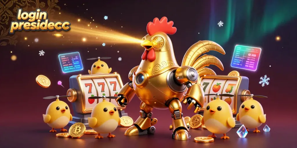 Engage in thrilling online gaming with login presidencc backed by vibrant 3D characters and casino elements.
