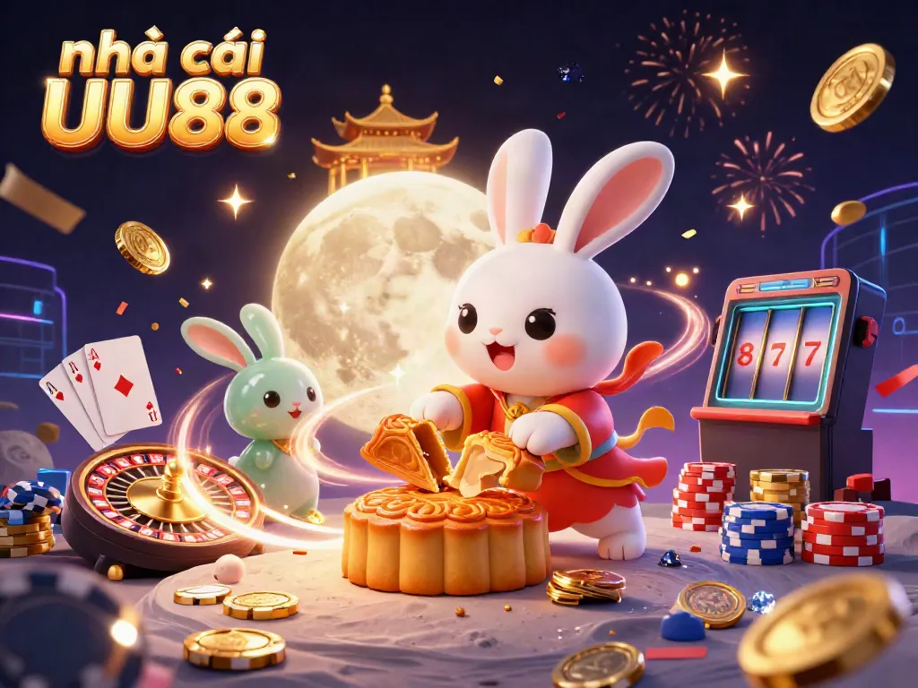 Experience vibrant gaming action at Nhà cái UU88 with thrilling scenes of the moon rabbit and riches.