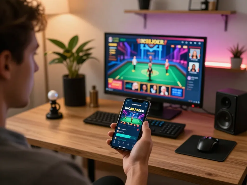 Player engaging with IDC88JOKER mobile app for exhilarating online gambling experience