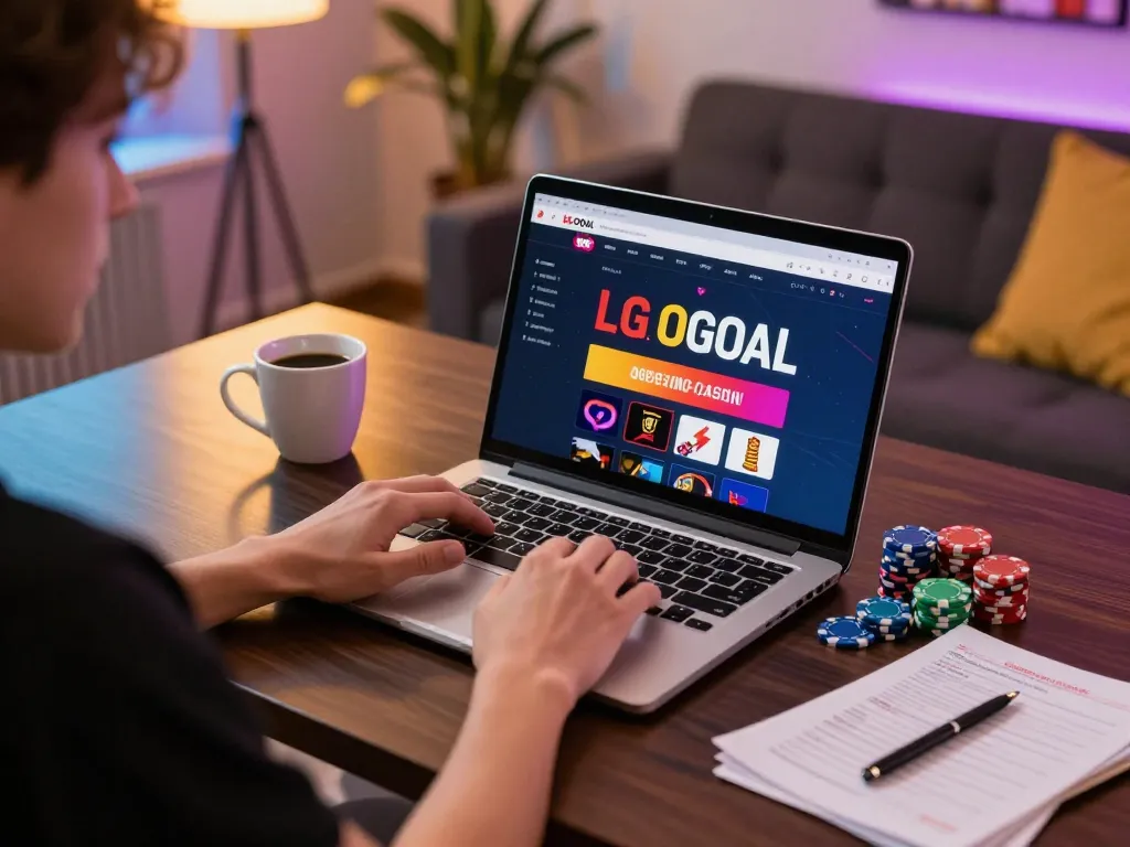 Explore thrilling online gaming with LGOGOAL interface on laptop, enhancing your strategy.