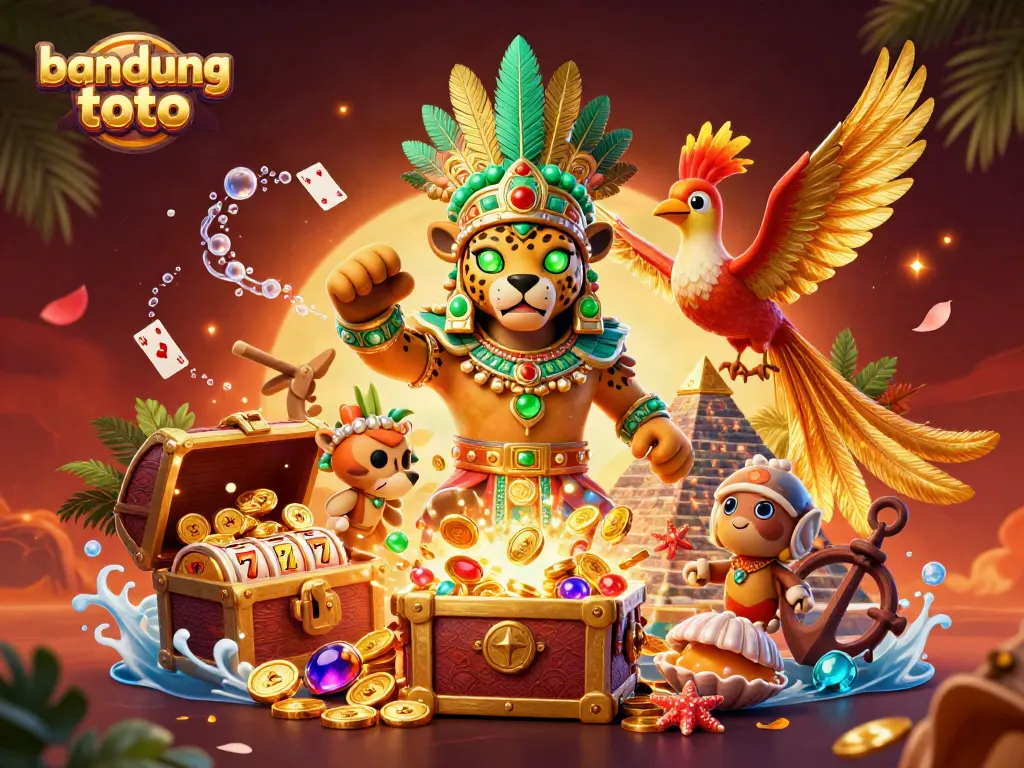 Engage in thrilling gaming at bandung toto with jackpot symbols and vibrant casino elements.