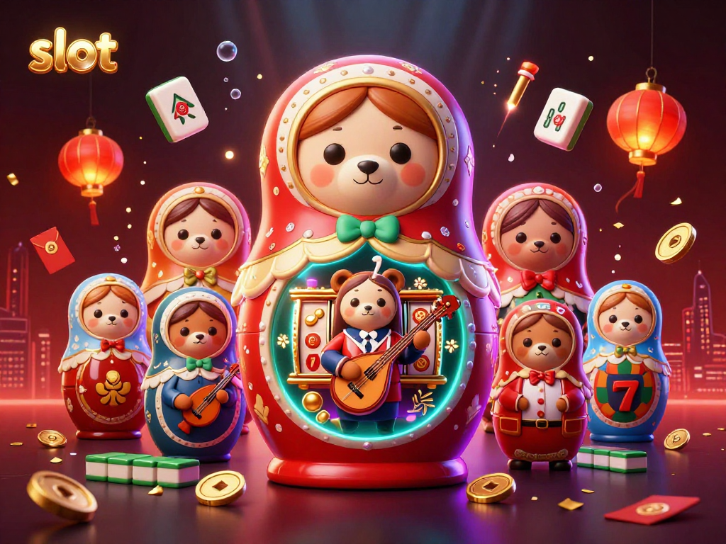 Enjoy the vibrant action of slot games with illustrated bears, festive items, and dynamic elements.