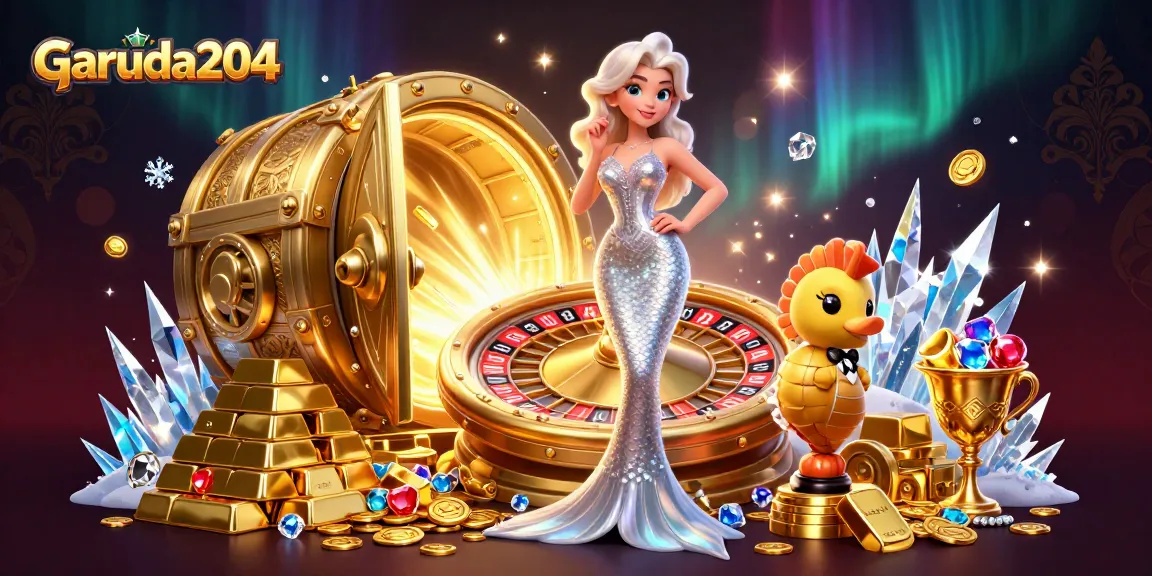 Spin the massive roulette with Garuda204 in a dazzling casino scene featuring luxurious elements.