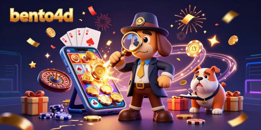 Spin to win with bento4d illustrated characters in a vibrant casino scene filled with treasures and games.