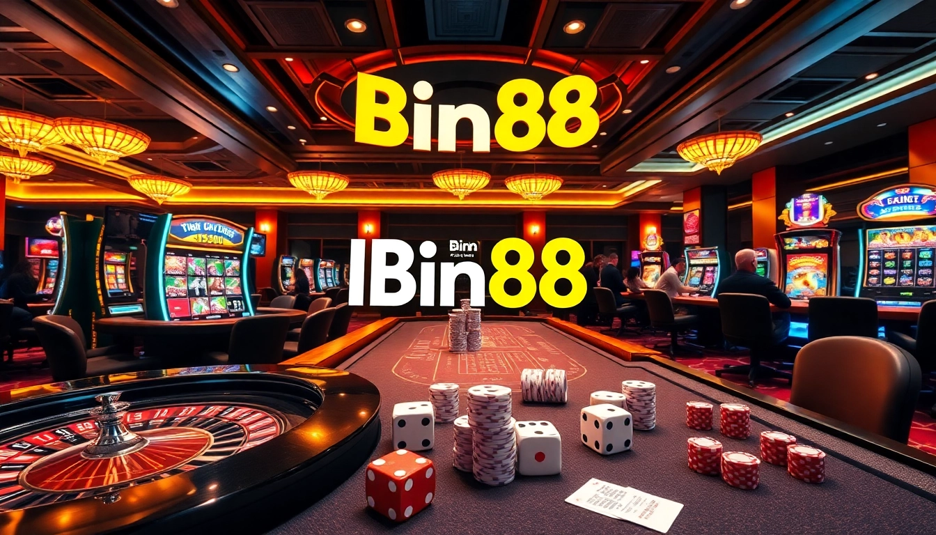 Experience the thrilling atmosphere of Bin88 with vibrant casino games and winning bets.