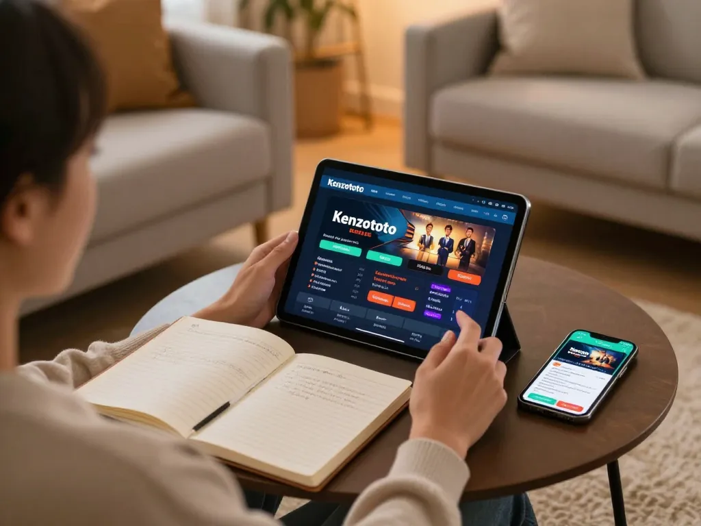 Pengguna Kenzototo terlibat dalam permainan kasino online dari kenyamanan rumah.