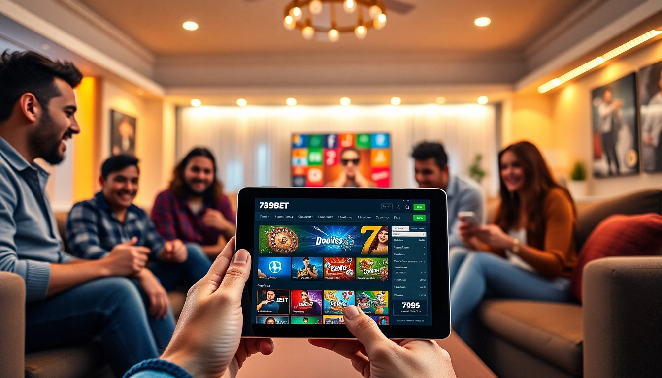 Engaging online gambling experience with 789BET platform showcased in a modern room.