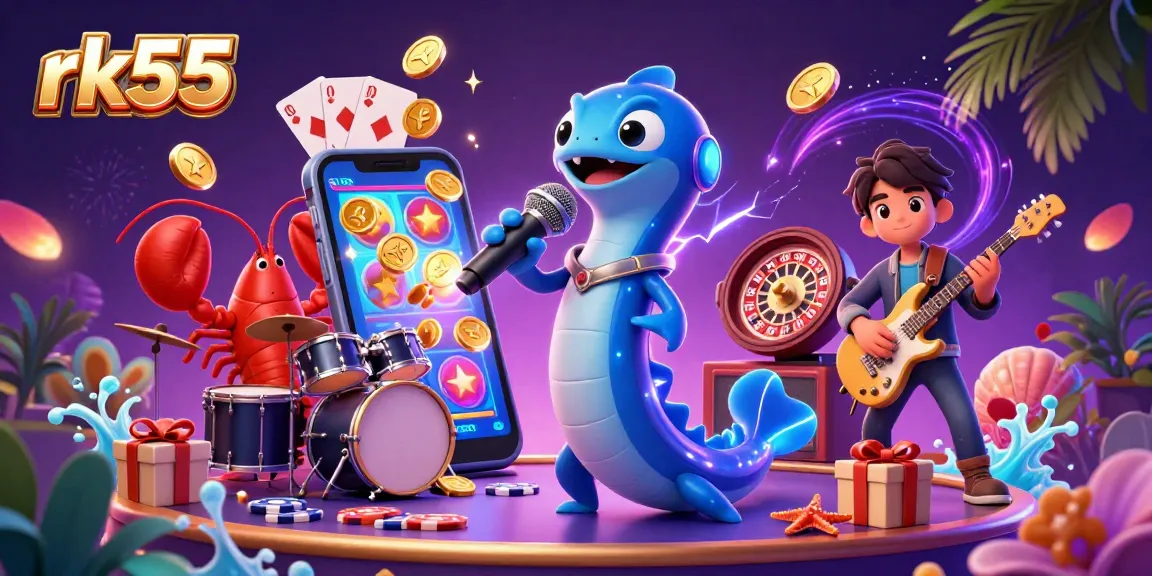 Experience the excitement of rk55 with a vibrant underwater casino performance featuring 3D characters and games.